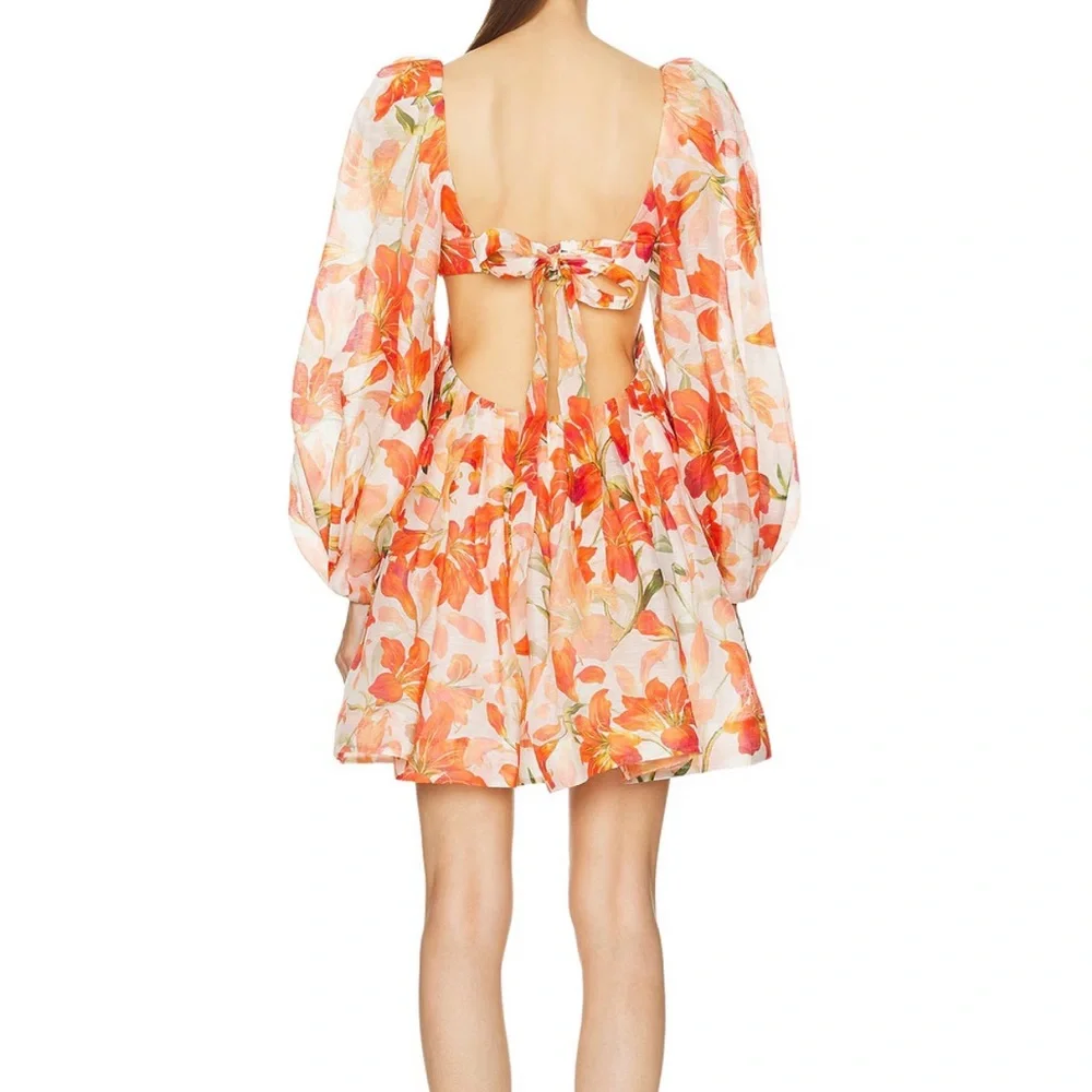 Zimmermann Orange and Cream Floral Mini Dress - Picture 4 of 7
